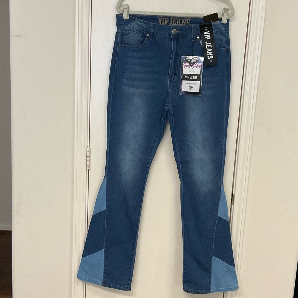 VIP Flared Jeans with Light Blue Accents